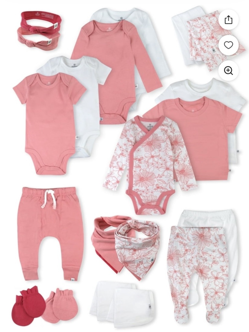 HONESTBABY Honest Baby organic cotton 20 piece newborn layette set pink
